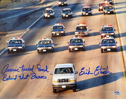 Autographed item – Erik Estrada – O.J. Simpson chase signed framed 14x11 photo (Ponch)